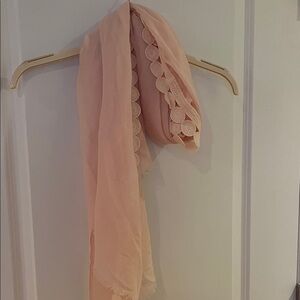 Elegant Peach Scarf with Trim
